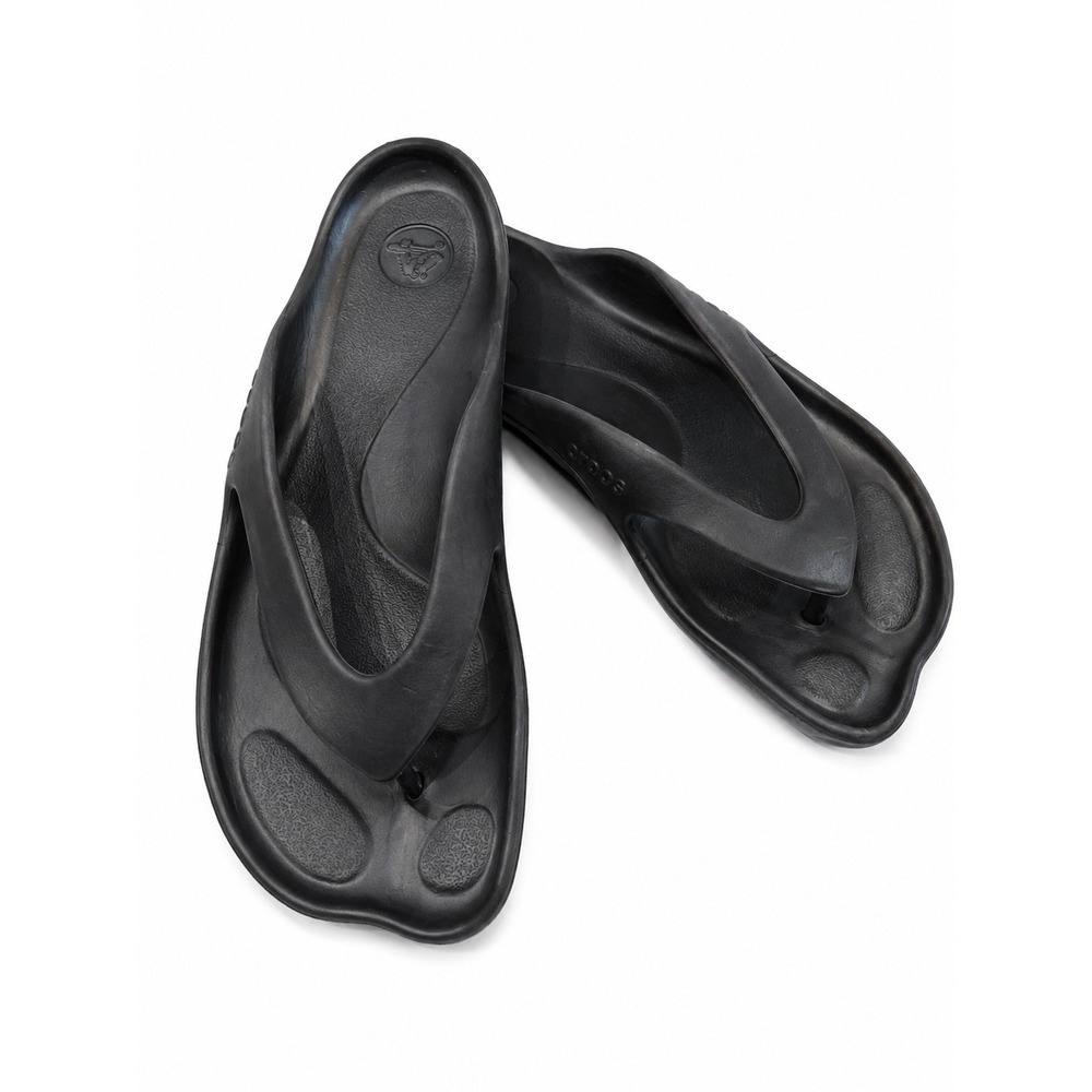 Crocs ABF Almost Barefoot Flip Flop Sandals Black Womens Sz 8 Rare Discontinued